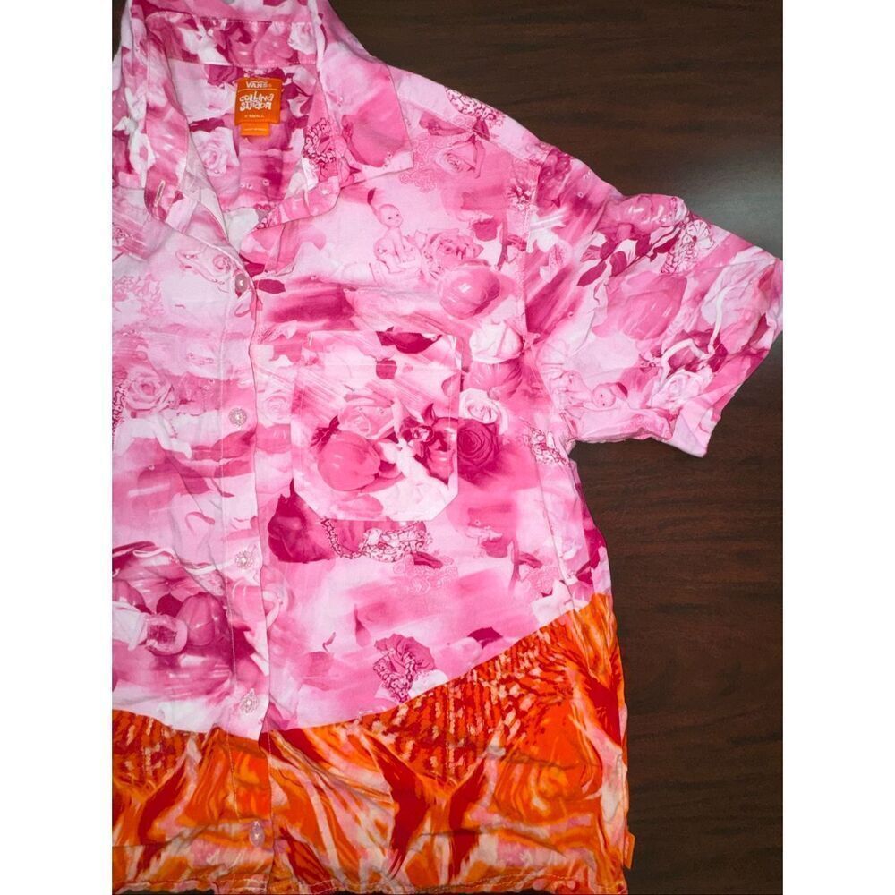 Vans x Collins Strada Floral Button Up Short Sleeve Women’s Tee Size X-Small - Picture 2 of 9